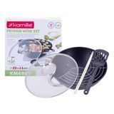 Казан чугунный для плова Kamille Wok с антипригарным покрытием для индукции и газа 4,5 л KM-4807MR 4807MR фото