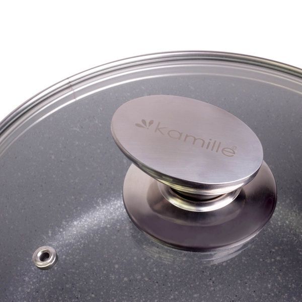 Кастрюля с крышкой Kamille 6.5л из литого алюминия с антипригарным покрытием и для индукции и газа KM-4426 4426 фото